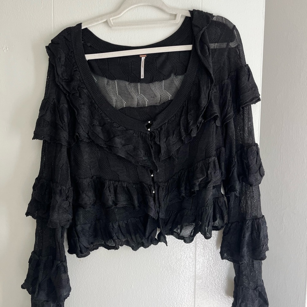 Free People Ruffled Cardi Top